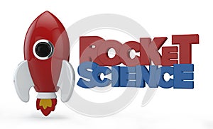3D render of a symbolic rocket colored in red with flames