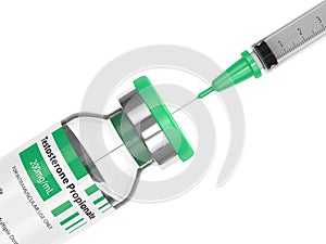 3d render of testosterone propionate with syringe