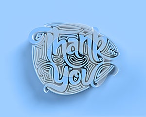 3D Render Thank You Gold lettering typographical