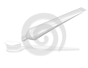 3d Render of a Toothbrush and Toothpaste