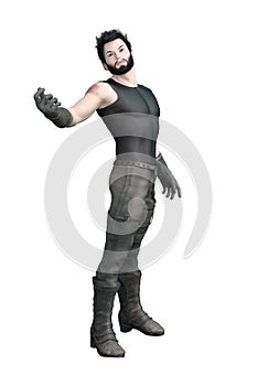 3D Render of Tough man in black