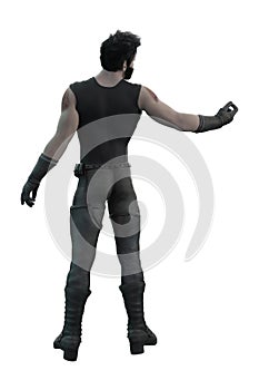 3D Render of Tough man in black