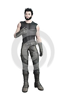 3D Render of Tough man in black