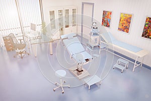 3d render of a treatment room of gynaecology