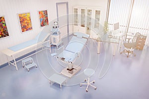 3d render of a treatment room of gynaecology