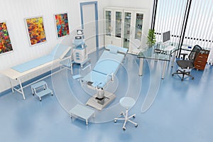 3d render of a treatment room of gynaecology