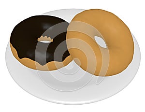 3d Render of Two Donuts on a Plate