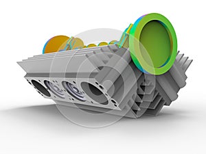 3D render - V8 engine crank shaft structure