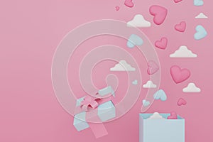3d render Valentine`s day background.