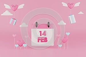 3d render Valentine`s day background.
