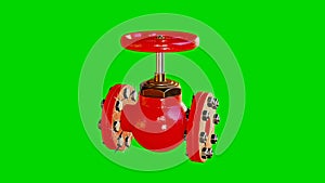 3d render of a valve rotating on a green background