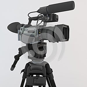 3D render of a video camera on tripod