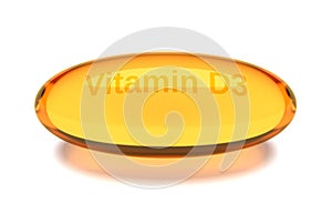 3d render of vitamin D3 capsule over white