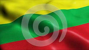 3D Render Waving Colombia Department Flag of Atlantico Closeup View