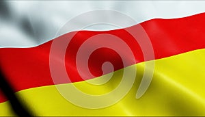 3D Render Waving Czech City Flag of Podborany Closeup View