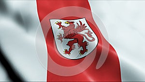 3D Render Waving Poland Voivodeship Flag of Swietokrzyskie