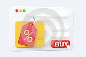 3D render web page Tag price 3d. Loyalty program, discount pink coupon,sales with an excellent offer. 3D render web page