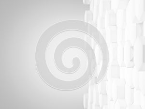 3d render, white color of polygon shape on white color background, white color background, abstract background, 3d background