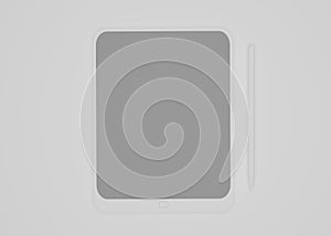 3d render white Tablet computer with blank black and white screen isolated. White device PC. Pad with blank screen. mockup product