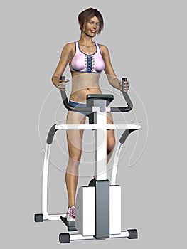 3D Render Woman Exercising