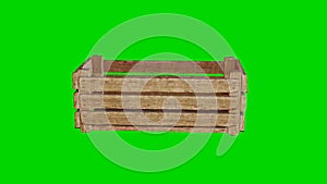 3d render of a wooden box rotating on a green screen