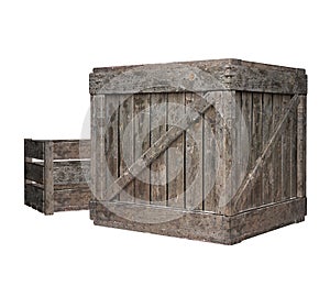3D Render of Wooden Crates