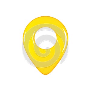 3D render yellow map pointer minimal icon isolated on white background vector illustration