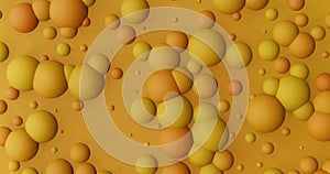 3d render. yellow ochre background texture bubbles balls geometric backdrop