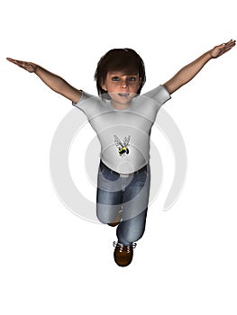 3D Render Young Boy Jumping