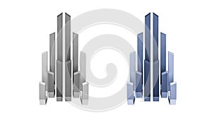 3d rendered, abstract building logo, front view