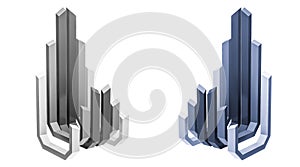 3d rendered, abstract building logo, perspective view