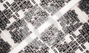 3d rendered, aerial view of city with road