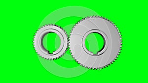 3d rendered animation of rotating gears on green screen