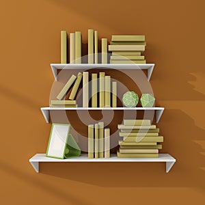 3d rendered bookshelves