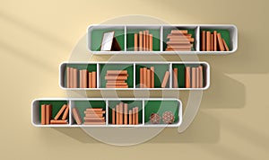 3d rendered bookshelves