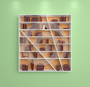 3d rendered bookshelves