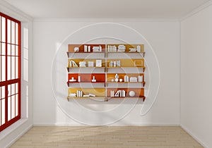 3d rendered bookshelves