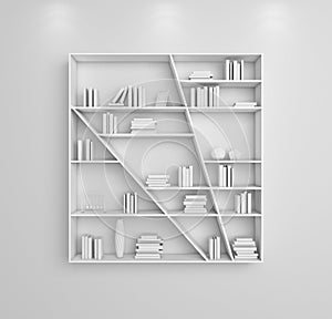 3d rendered bookshelves