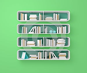 3d rendered bookshelves