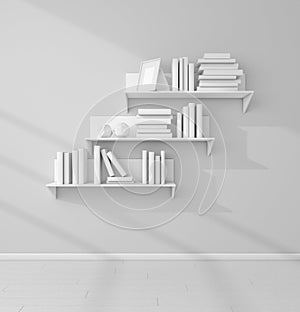 3d rendered bookshelves