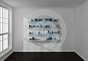 3d rendered bookshelves.