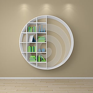 3d rendered bookshelves.