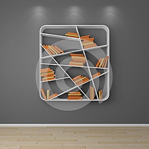 3d rendered bookshelves.