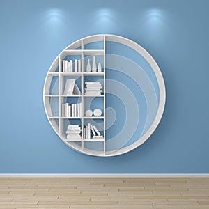 3d rendered bookshelves.