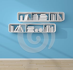 3d rendered bookshelves.