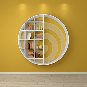 3d rendered bookshelves.