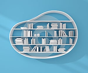 3d rendered bookshelves.