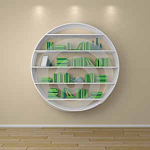 3d rendered bookshelves.