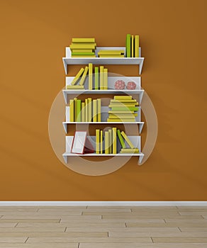 3d rendered bookshelves.