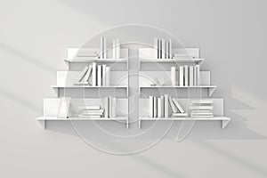 3d rendered bookshelves.